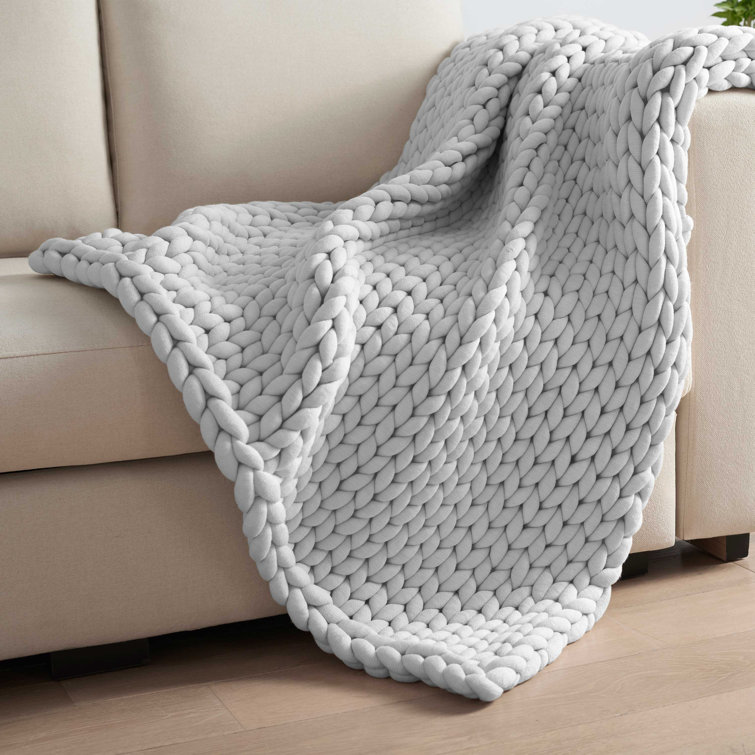 Twin Grey Chunky Knit Reversible Weighted Blanket