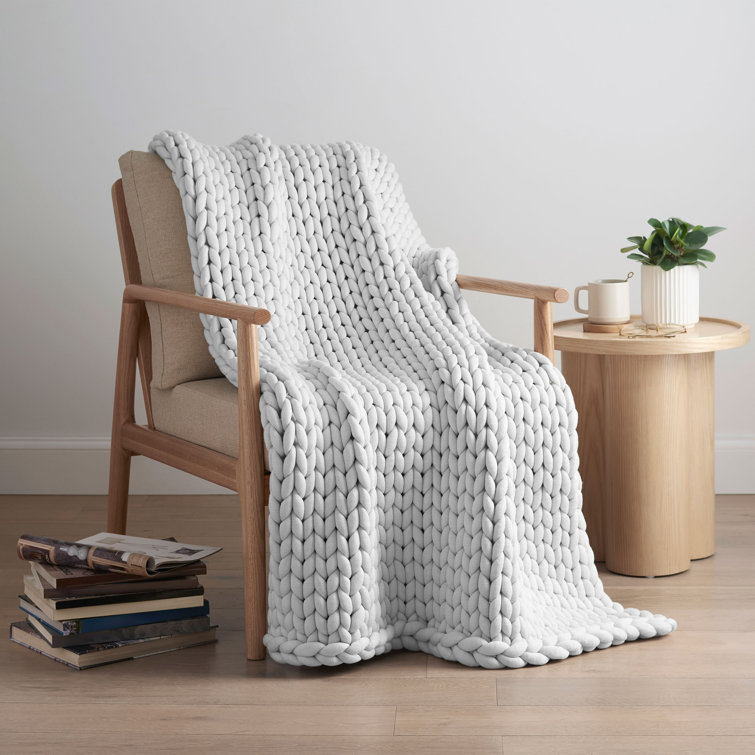 Twin Grey Chunky Knit Reversible Weighted Blanket