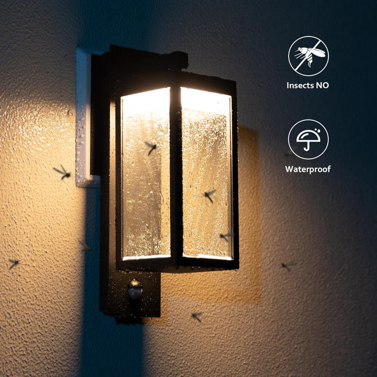 Black Aluminum LED Outdoor Wall Sconce with Motion Sensor
