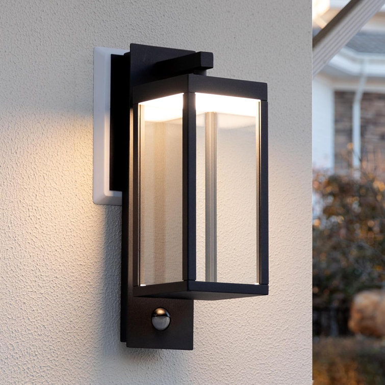 Black Aluminum LED Outdoor Wall Sconce with Motion Sensor
