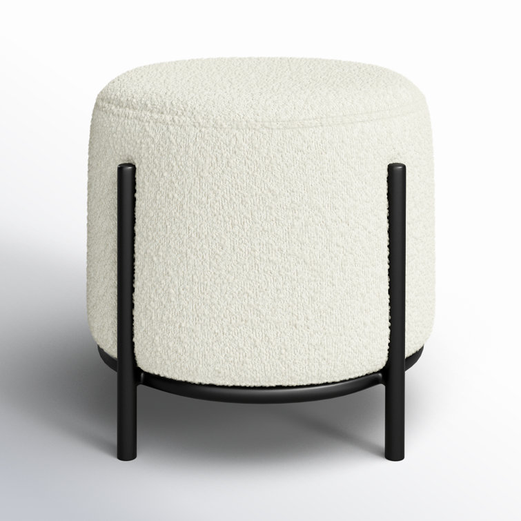 Formentera White Polyester Upholstered Iron Accent Stool