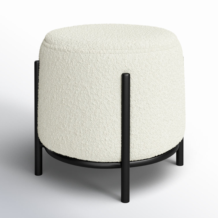 Formentera White Polyester Upholstered Iron Accent Stool
