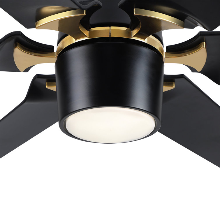 Modern 60'' Black and Gold Ceiling Fan with LED Light and Remote