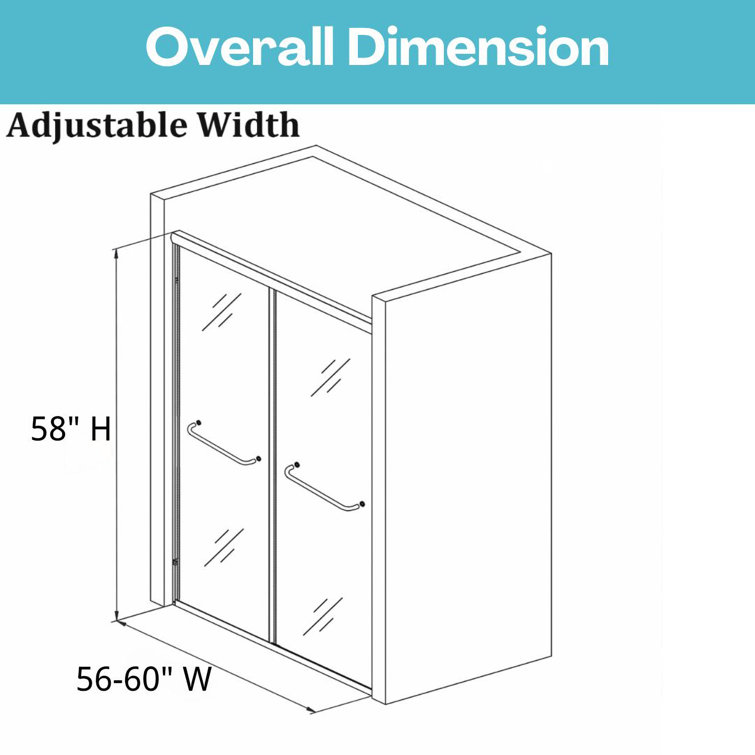 Oil Rubbed Bronze Double Sliding Semi-Frameless Tub Door with Clear Glass