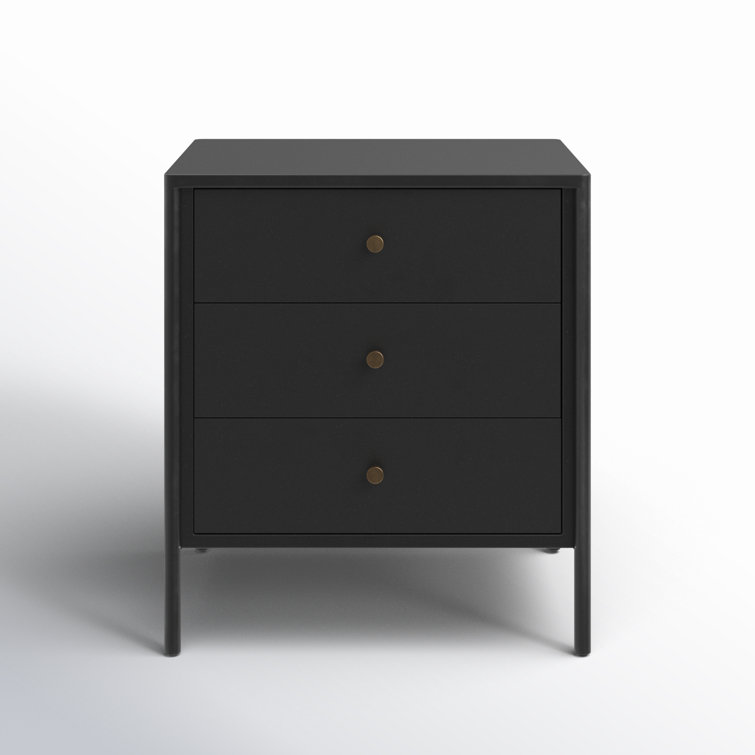 Sleek Modern Black Iron 3-Drawer Chest with Cylindrical Legs