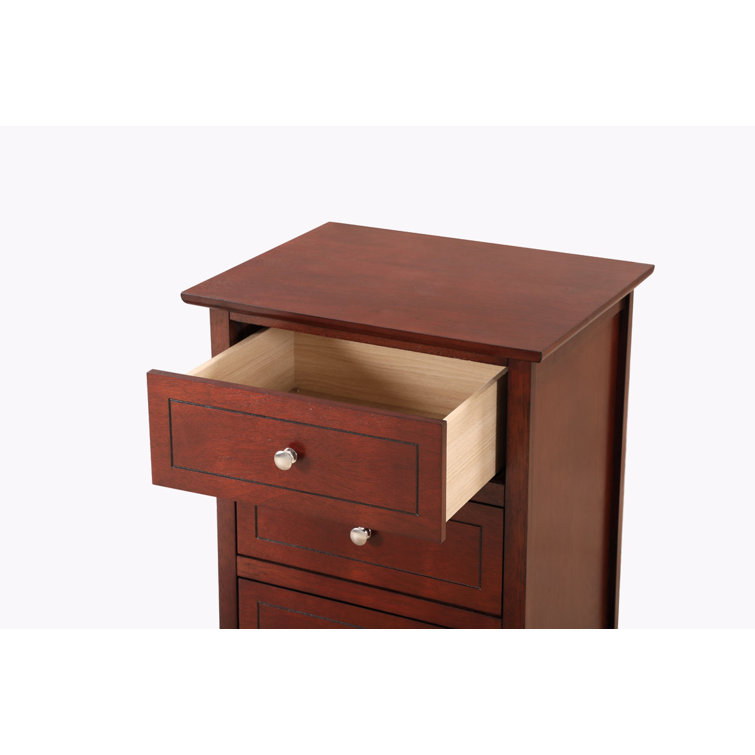 Cherry Wood 3-Drawer Nightstand with Nickel Hardware