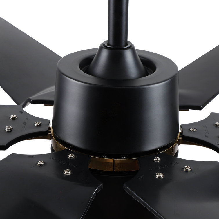 Modern 60'' Black and Gold Ceiling Fan with LED Light and Remote