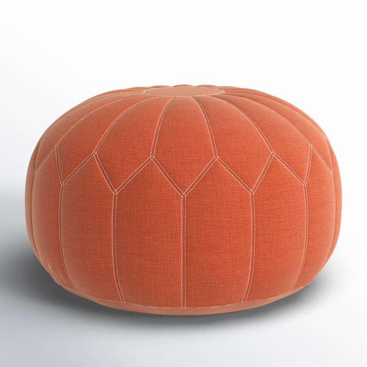 Oversized Vibrant Round Pouf Ottoman with Distinctive Stitching