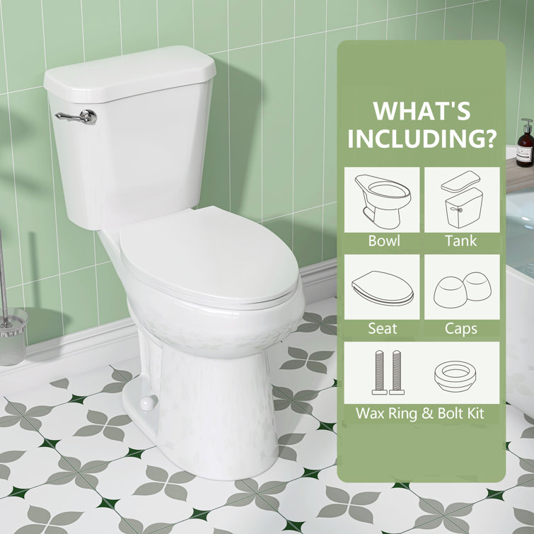 White Ceramic Elongated High Efficiency Two-Piece Toilet