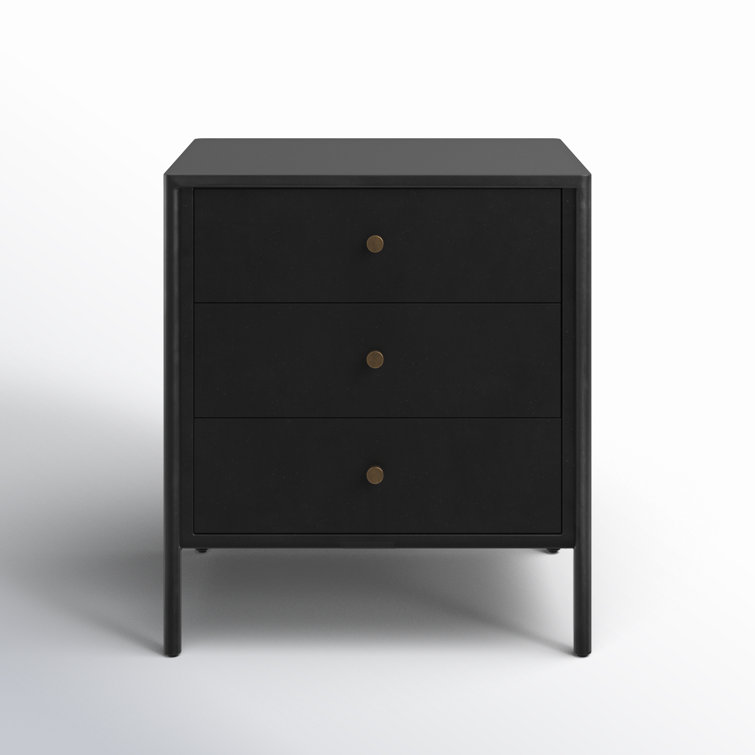 Sleek Modern Black Iron 3-Drawer Chest with Cylindrical Legs