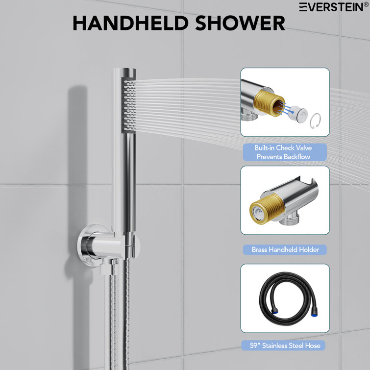 Chrome 10" Rainfall Wall Mounted Shower System with Handheld