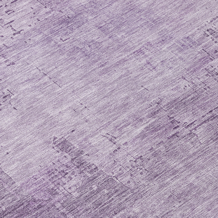 Lavender Flat Woven Rectangular Synthetic Washable Rug 3' x 5'