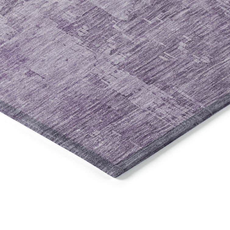 Lavender Flat Woven Rectangular Synthetic Washable Rug 3' x 5'