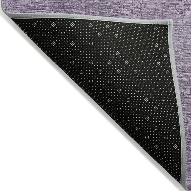 Lavender Flat Woven Rectangular Synthetic Washable Rug 3' x 5'