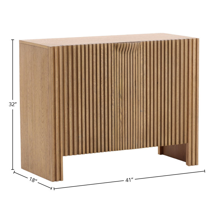 Fallon 41" Natural Oak Wood Sideboard with Panel Design