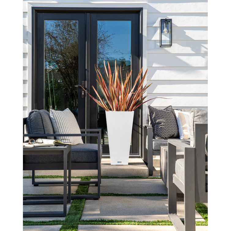 Midland Modern 26" White Recycled Plastic Indoor/Outdoor Planter