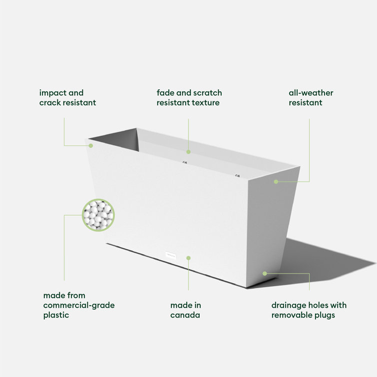 Modern Midori White Recycled Plastic 31" Trough Planter