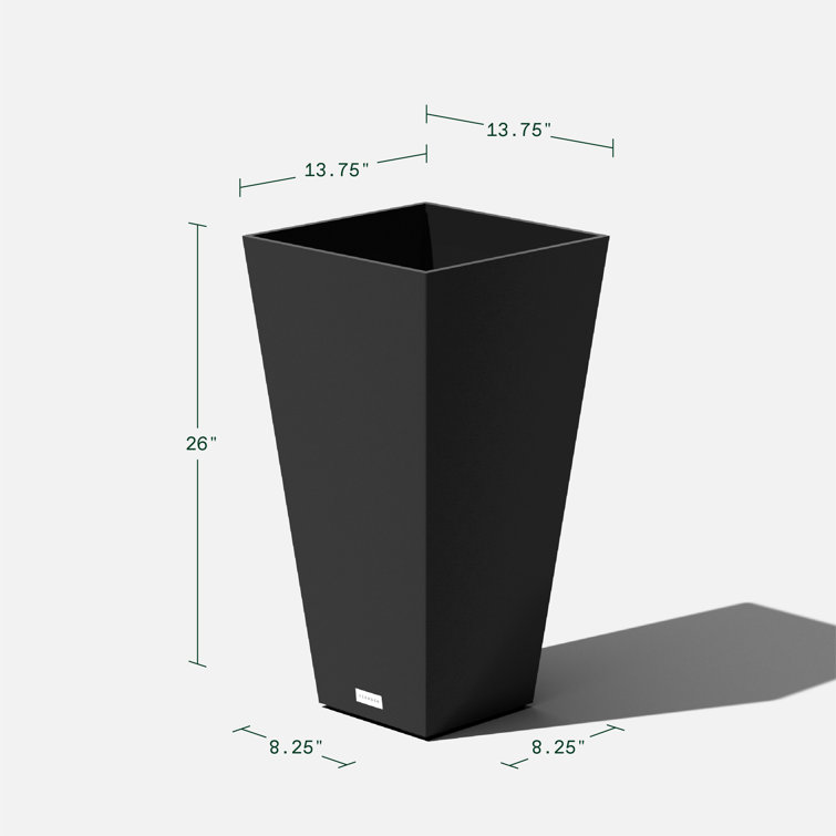 Black 26" Tall Modern Plastic Planter Set