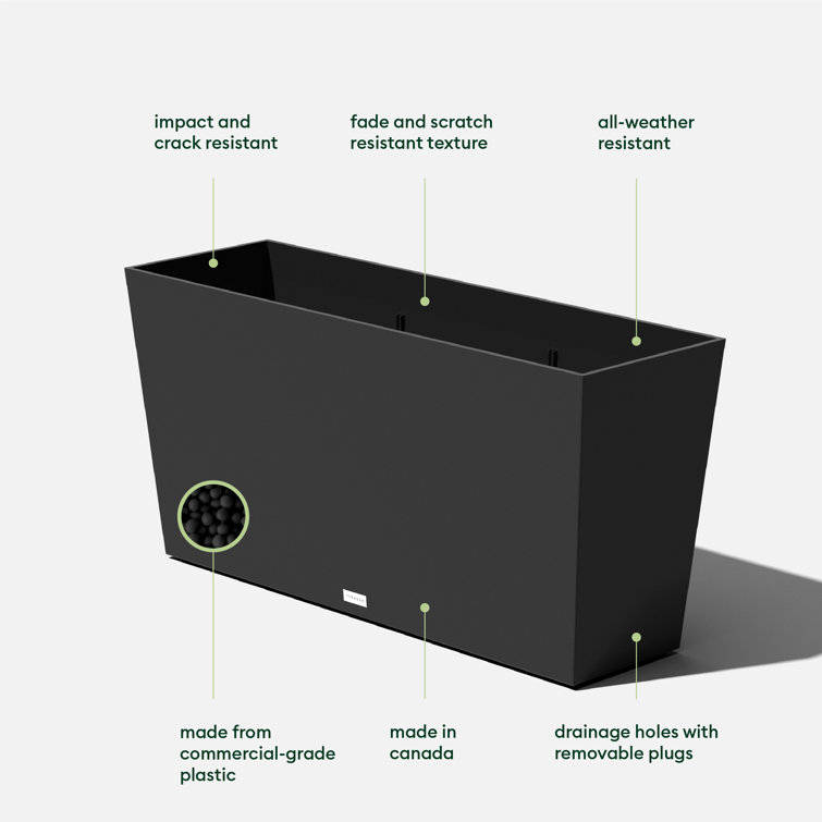 Midori Black 39" Recycled Plastic Modern Trough Planter