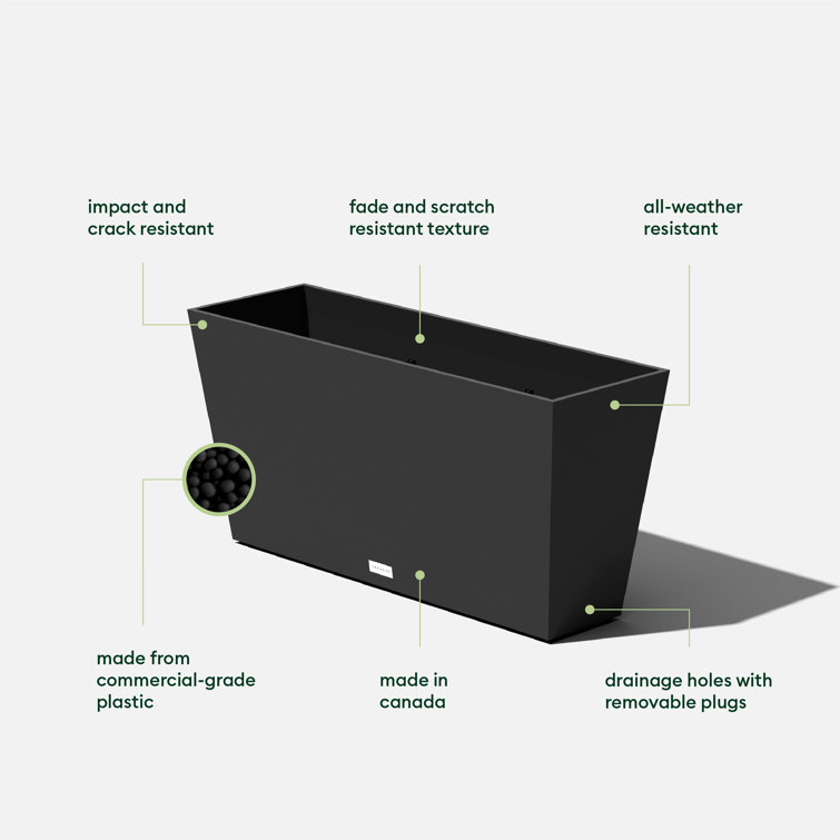 Black 31" Recycled Plastic Indoor/Outdoor Planter