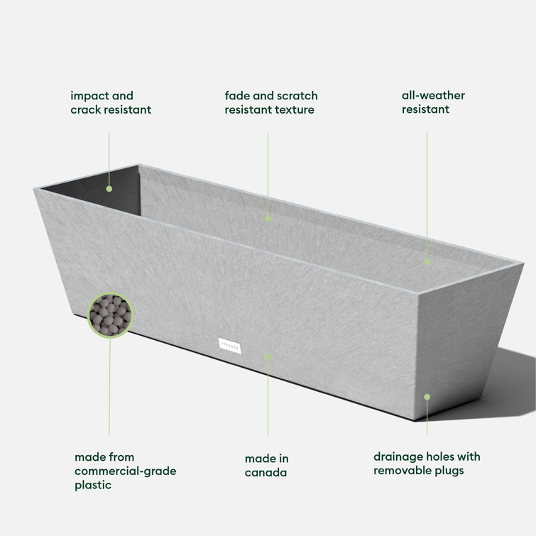 Gray 36" Recycled Plastic Outdoor Window Box Planter Set
