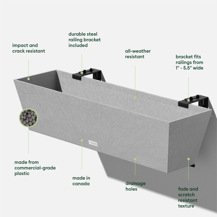 Gray 36" Recycled Plastic Railing Planter