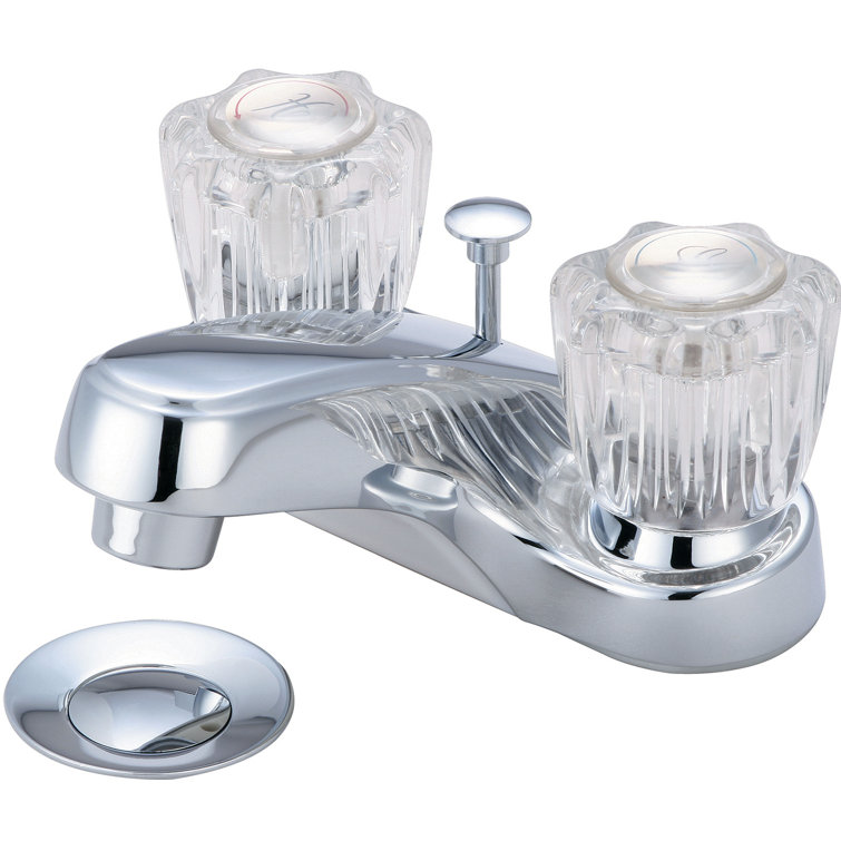 Polished Chrome Centerset Bathroom Faucet with Acrylic Handles