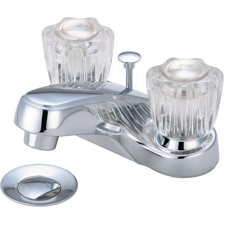 Polished Chrome Centerset Bathroom Faucet with Acrylic Handles
