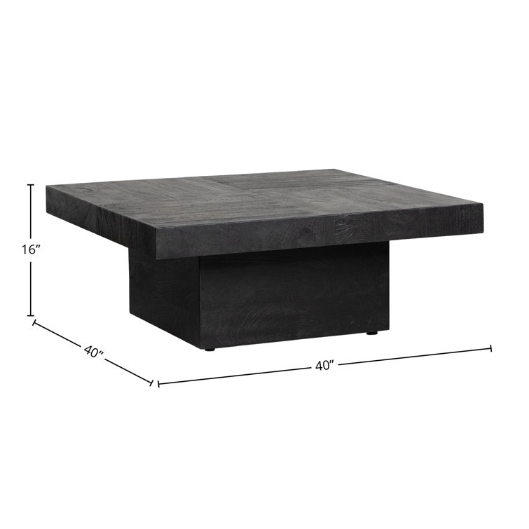 Sereno 40" Black Mango Wood Square Coffee Table