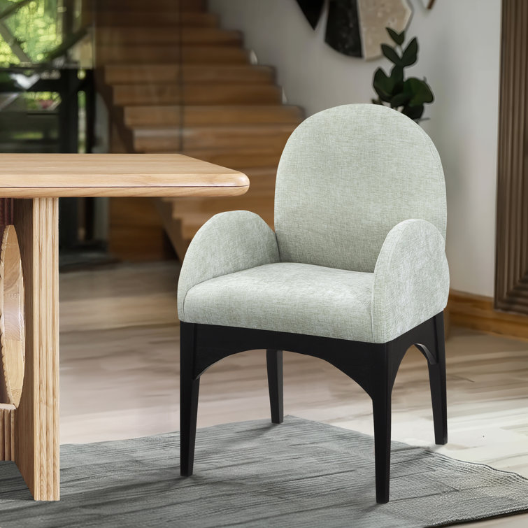 Mint Upholstered Arm Chair with Black Wood Legs