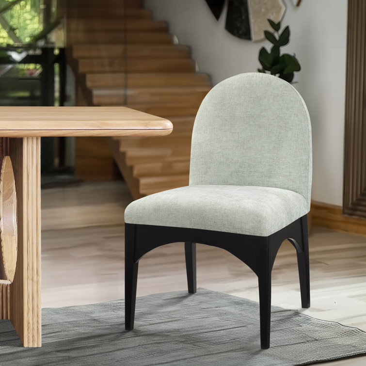 Mint Chenille Upholstered Side Chair with Black Ash Wood Legs