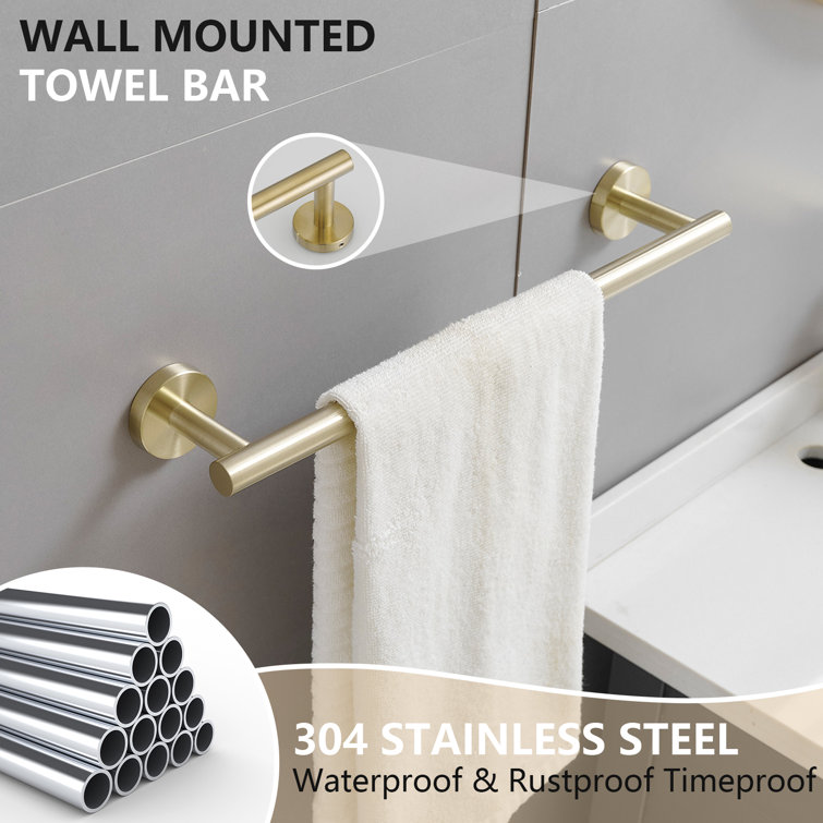 Brushed Gold 5-Piece Stainless Steel Bathroom Hardware Set