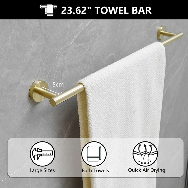 Brushed Gold 5-Piece Stainless Steel Bathroom Hardware Set