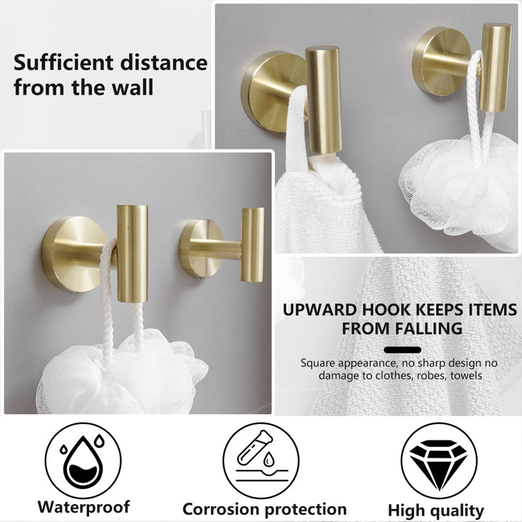 Brushed Gold 5-Piece Stainless Steel Bathroom Hardware Set