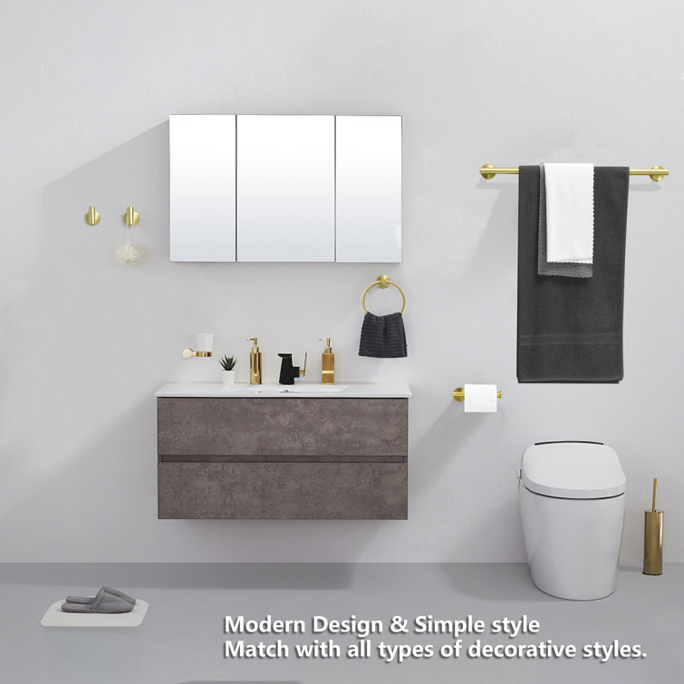 Brushed Gold 5-Piece Stainless Steel Bathroom Hardware Set