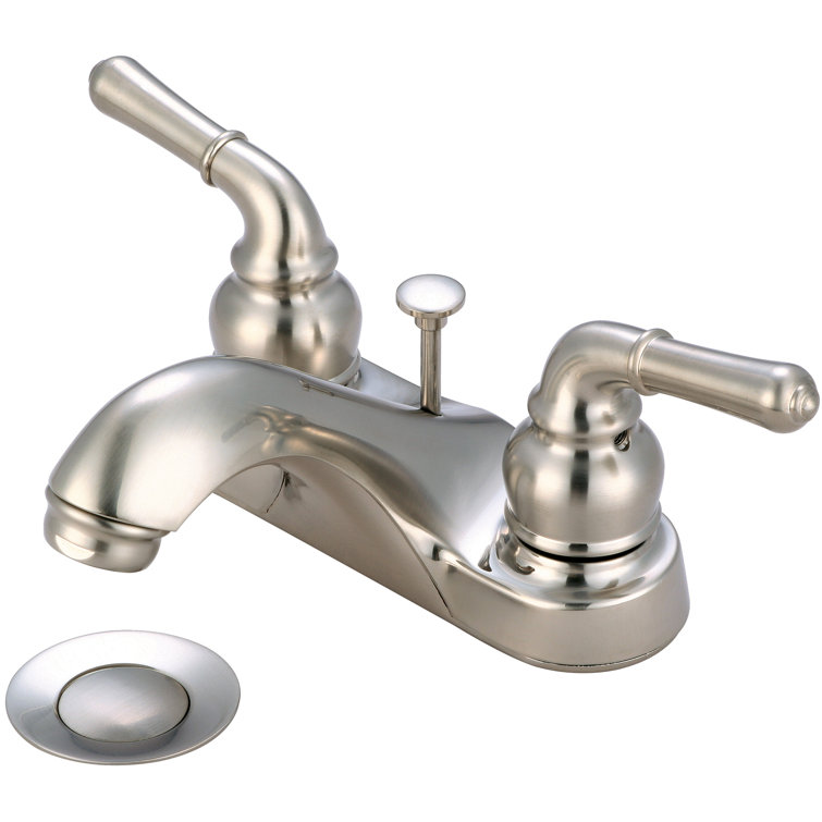 Brushed Nickel Centerset Bathroom Faucet with Drain Assembly