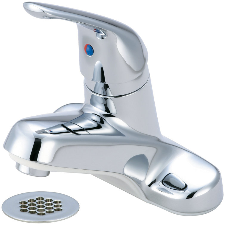 Polished Chrome Single Handle Centerset Bathroom Faucet with Drain Assembly