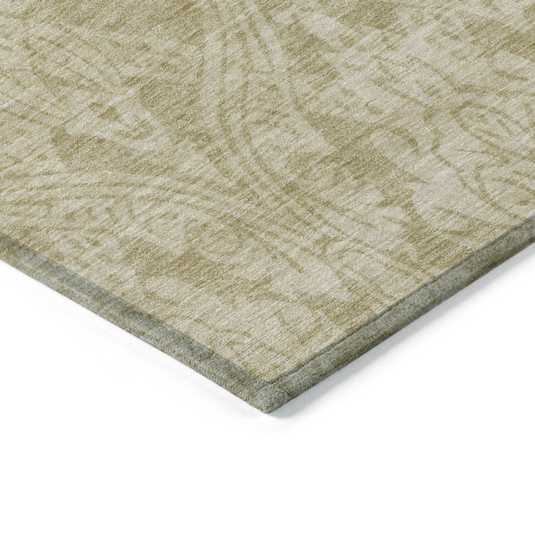 Tan Flat Woven Synthetic 5' x 7' Washable Rug