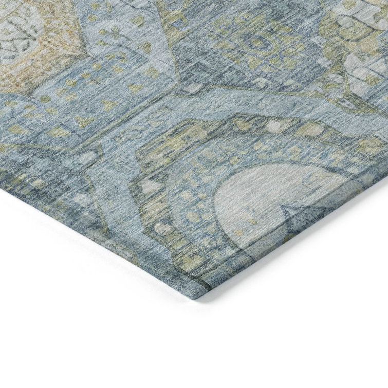 Addison Blue 10' x 14' Washable Synthetic Rectangular Rug