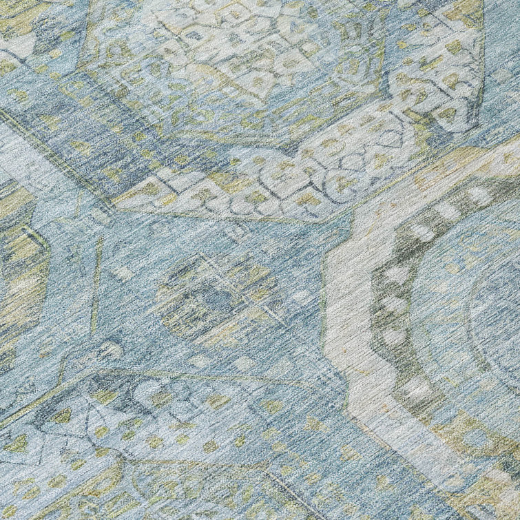 Addison Blue 10' x 14' Washable Synthetic Rectangular Rug