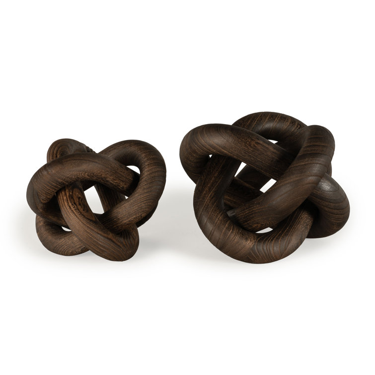 Devante Dark Brown Paulownia Wood Knot Sculpture, 9.5 Inches