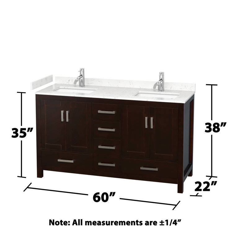 Sheffield 60" Espresso Double Bathroom Vanity with Marble Top