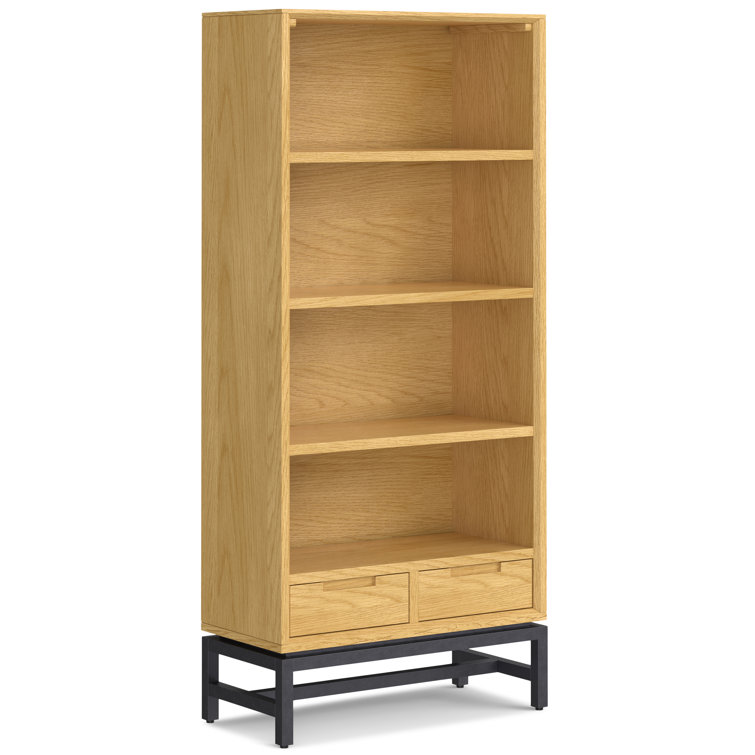 Banting Oak Wood and Metal Adjustable Bookcase with Drawers