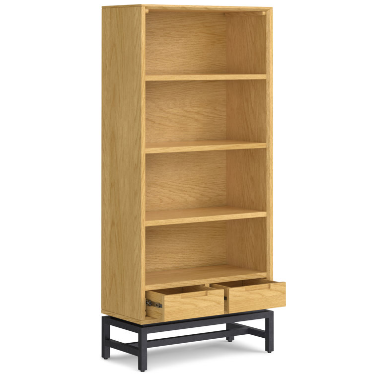Banting Oak Wood and Metal Adjustable Bookcase with Drawers