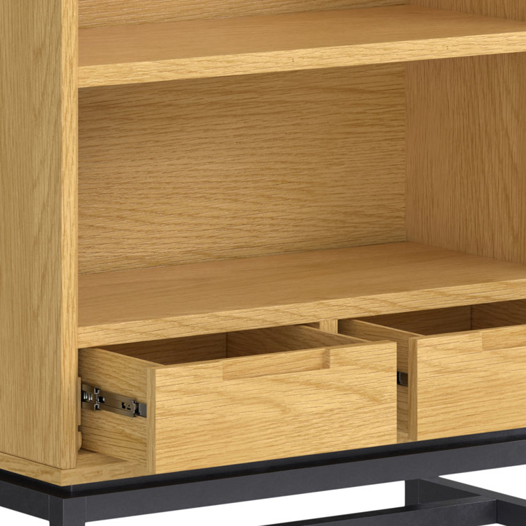 Banting Oak Wood and Metal Adjustable Bookcase with Drawers