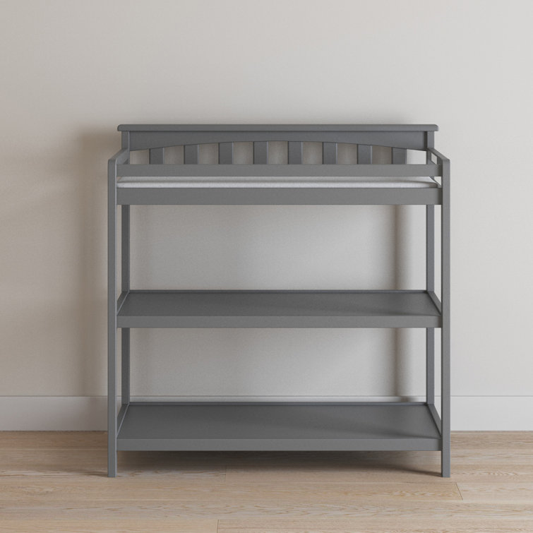Cool Gray Flat Top 38" Changing Table with Safety Strap