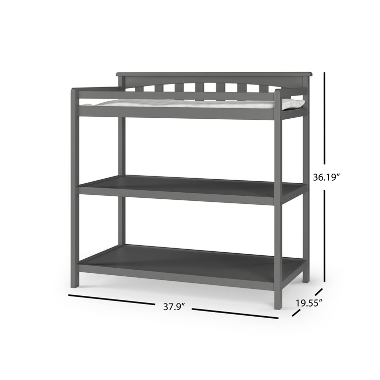 Cool Gray Flat Top 38" Changing Table with Safety Strap