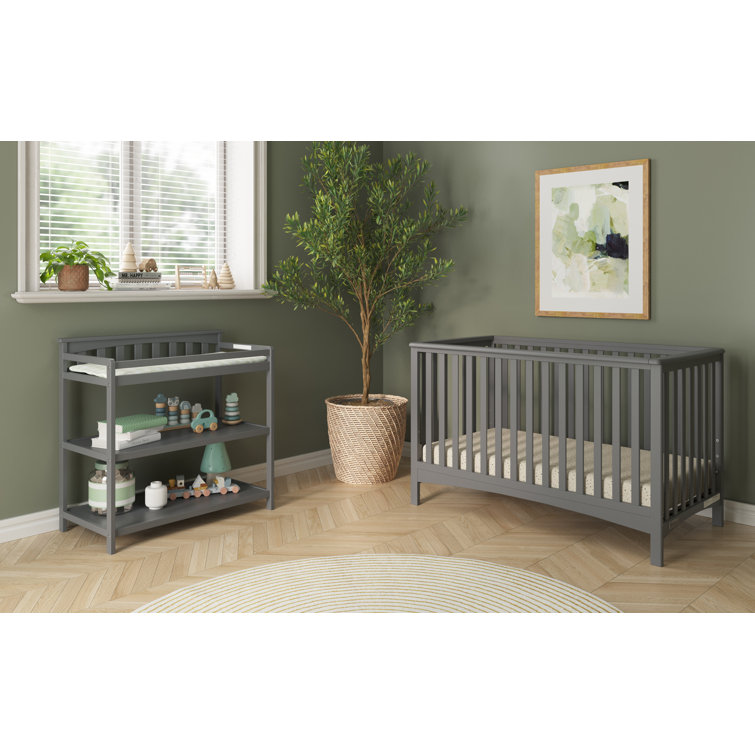 Cool Gray Flat Top 38" Changing Table with Safety Strap
