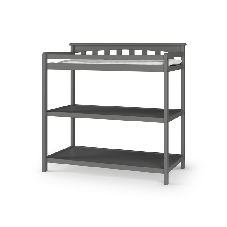Cool Gray Flat Top 38" Changing Table with Safety Strap