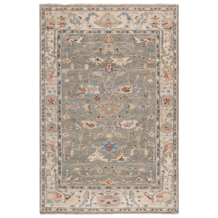 Gray and Ivory Hand-Knotted Wool Area Rug 6' x 9'